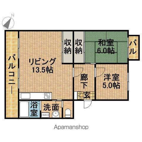 サンヒルズ藤A(2LDK/1階)の間取り写真