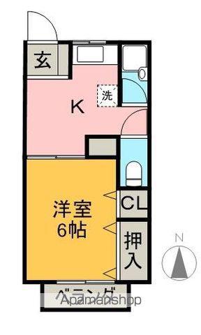メゾン河内(1K/2階)の間取り写真