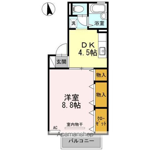 プレステージュ21 1棟(1DK/2階)の間取り写真