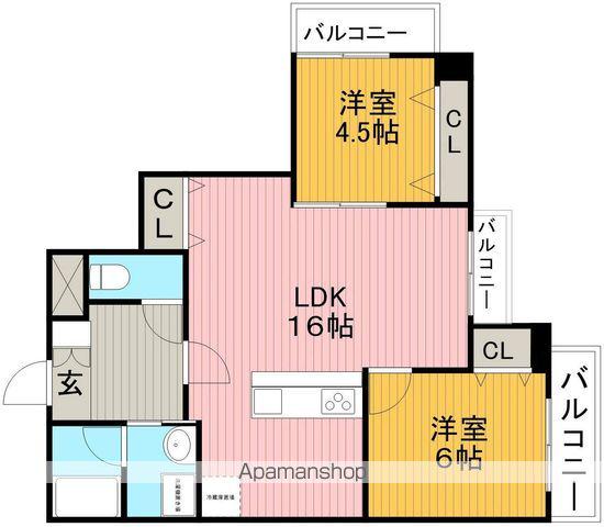 ファイブコート向丘(2LDK/4階)の間取り写真