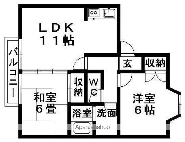 グリーンハイツⅡ(2LDK/1階)の間取り写真