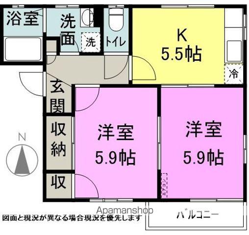 DIAS OANA B棟(2K/2階)の間取り写真