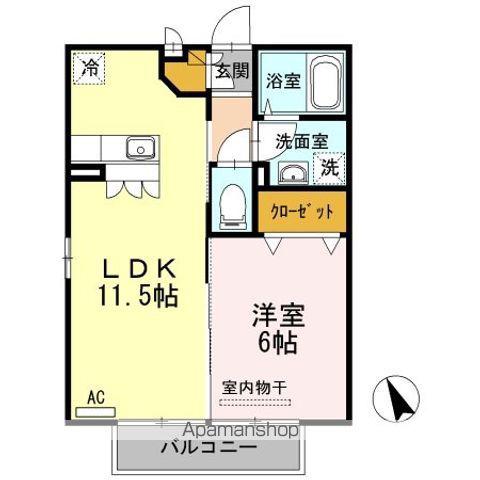 ルミエールⅢ(1LDK/2階)の間取り写真