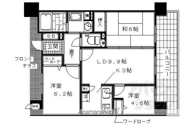 デリード西京極PARK FRONT(3LDK/2階)の間取り写真