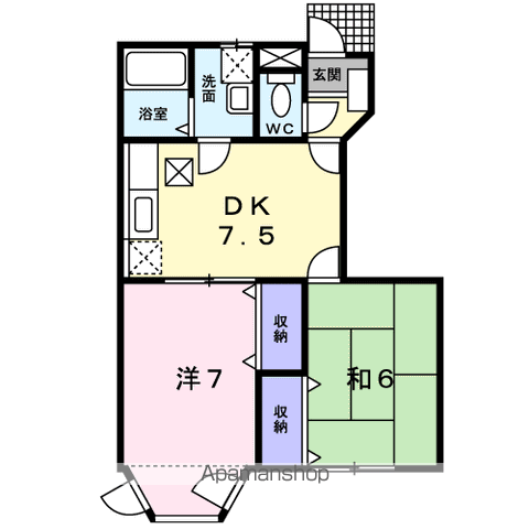 エヴァグリーンハイツ(2DK/1階)の間取り写真
