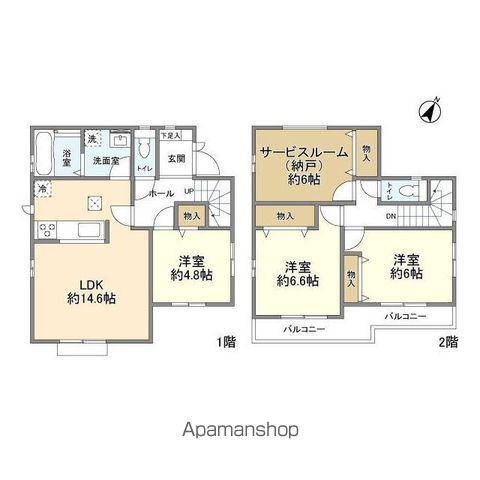 東武伊勢崎・大師線 獨協大学前駅 徒歩32分 2階建 築1年(3SLDK)の間取り写真