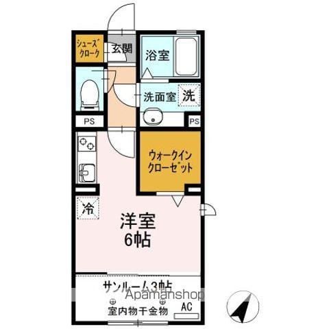 ロードサイド葵 A(ワンルーム/2階)の間取り写真