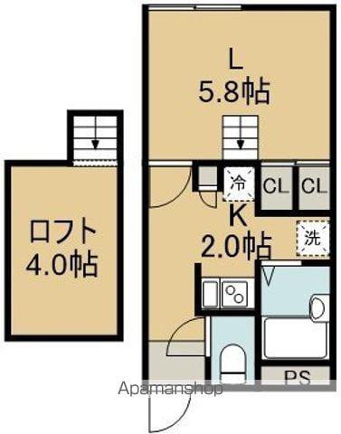 ハッピーライフ幸(1K/2階)の間取り写真