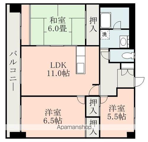チェリーヒルズ健軍(3LDK/5階)の間取り写真
