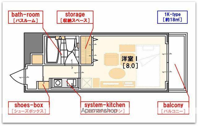 ジーハウス(1K/5階)の間取り写真