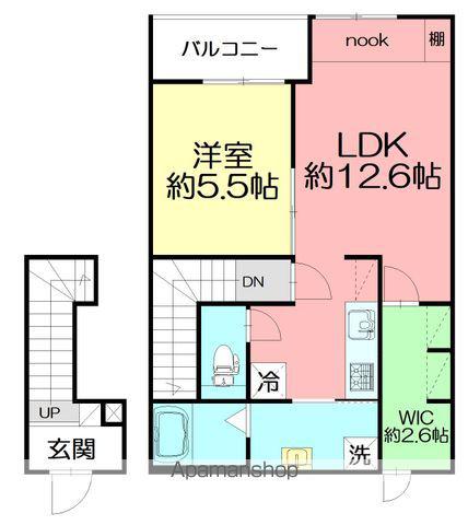 CELESTE(1LDK/2階)の間取り写真