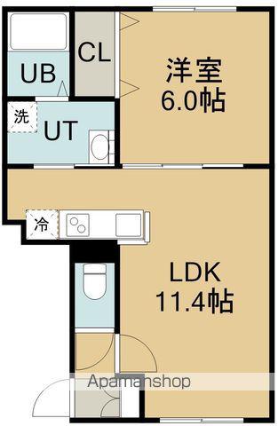 函館市電本線湯川線 千歳町駅(北海道) 徒歩12分 4階建 築9年(1LDK/3階)の間取り写真