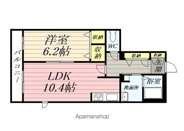 フローラⅤ(1LDK/1階)の間取り写真