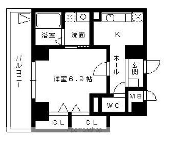 クラウザン徳川(1K/8階)の間取り写真