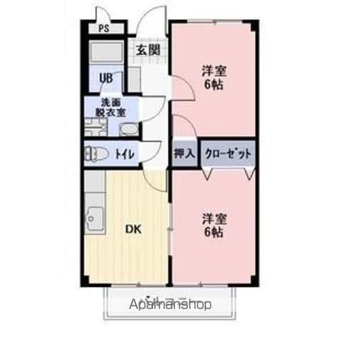 LIMPIAアメニティヒルズ・こいわい(2DK/1階)の間取り写真