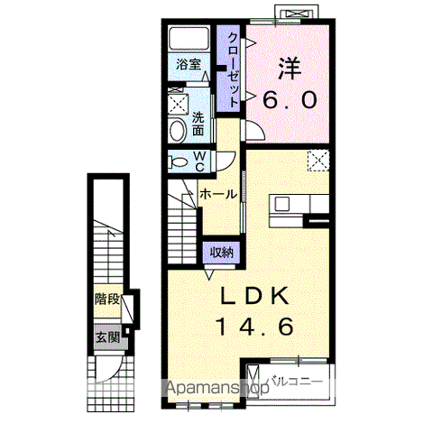 レーヴルフレ(1LDK/2階)の間取り写真
