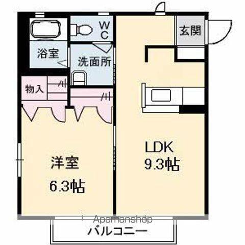 ディアスTS(1LDK/1階)の間取り写真