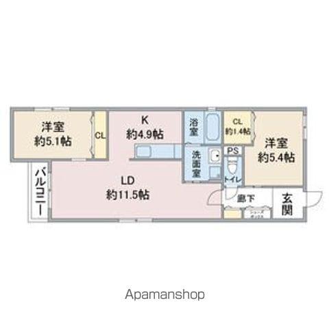 CELENEST高岳(2LDK/3階)の間取り写真
