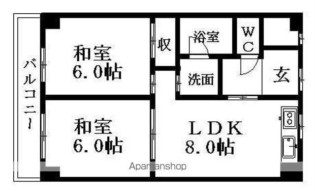 メゾン新守(2LDK/3階)の間取り写真