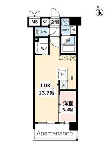 ウイングス西本町(1LDK/10階)の間取り写真