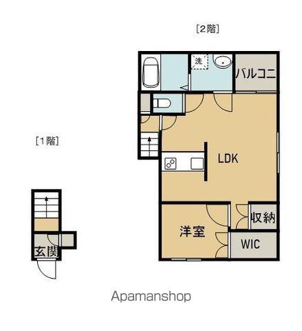 OPUS ONE京町 B(1LDK/2階)の間取り写真