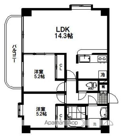 フォレスト愛子(2LDK/6階)の間取り写真