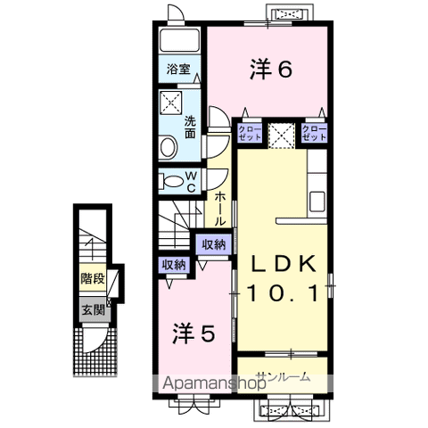 ルミアス前潟Ⅰ(2LDK/2階)の間取り写真