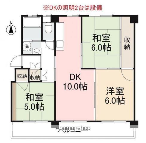 ヴィラ・アンソレイエ牟礼Ⅱ(3DK/4階)の間取り写真