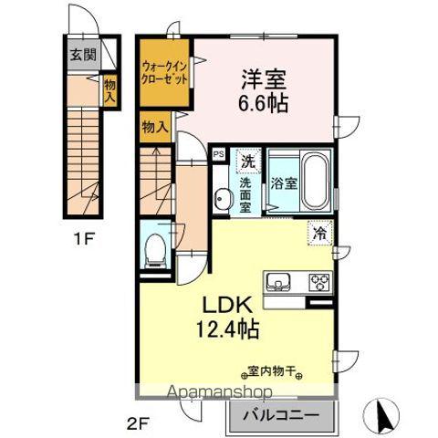 サンコート宮沢(1LDK/2階)の間取り写真