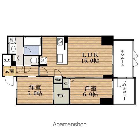 エスレジデンスTANIMACHIROKUCHOME ALO(2LDK/14階)の間取り写真