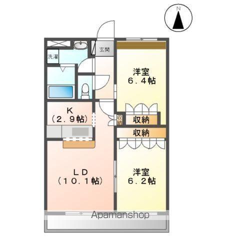 サンパレス(2LDK/2階)の間取り写真