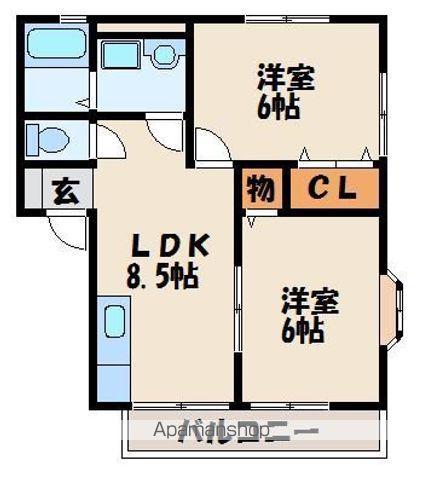 コーポ誠(2LDK/2階)の間取り写真