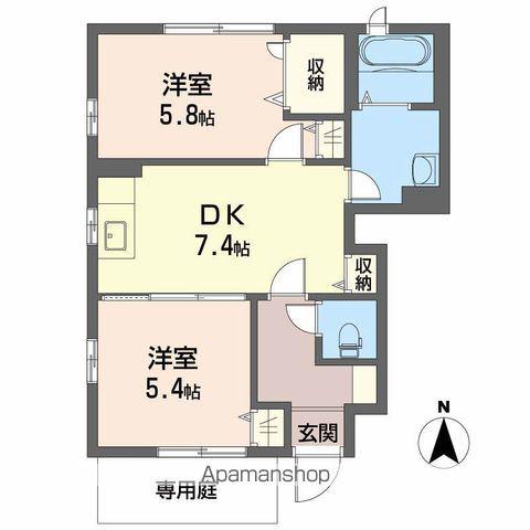 シャーメゾン長津(2DK/1階)の間取り写真