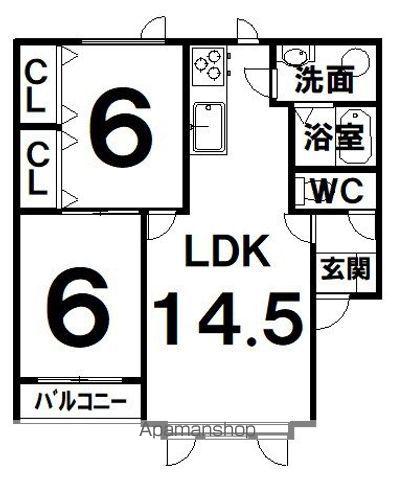 つちやパレスC(2LDK/2階)の間取り写真