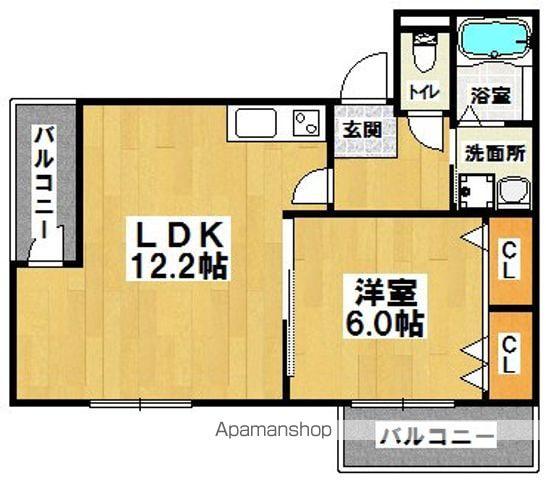 CALM HILLS Ⅱ番館(1LDK/3階)の間取り写真