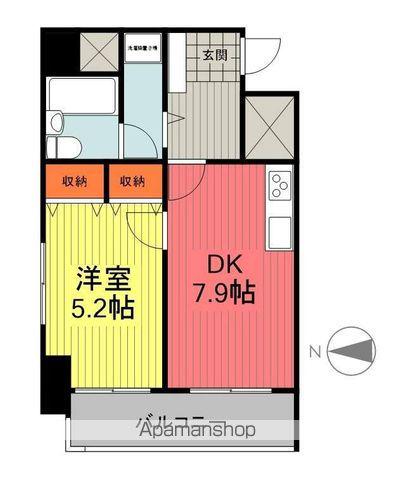 ライオンズマンション仲間町(1DK/12階)の間取り写真