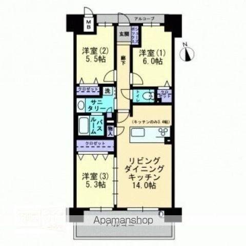 アルファステイツ丸の内レジデンス(3LDK/7階)の間取り写真