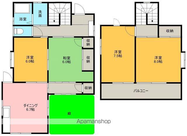 中央本線 竜王駅 徒歩30分 2階建 築48年(4DK)の間取り写真