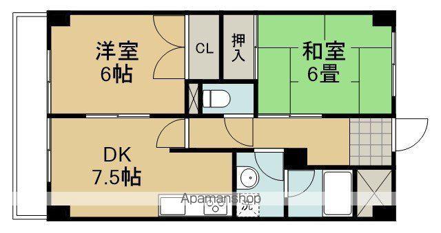 エムズビル(2DK/2階)の間取り写真
