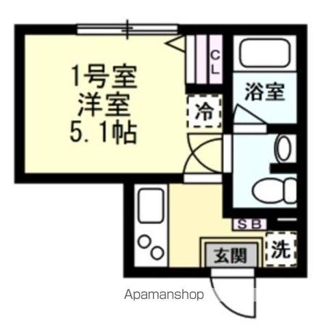 ベイルーム阪東橋(1K/2階)の間取り写真