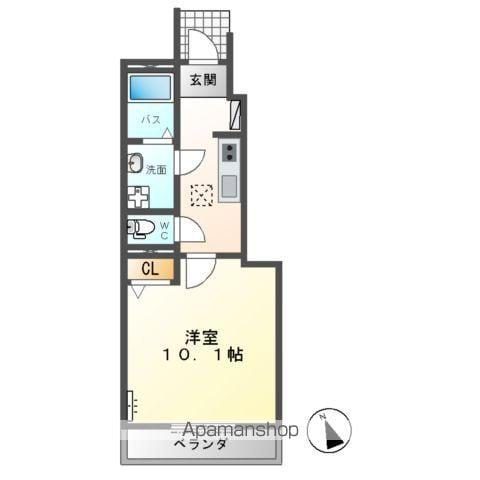 アベリア(1K/1階)の間取り写真