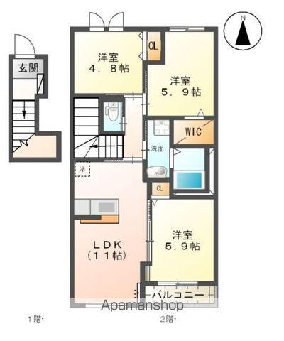 ジャスティス蛍(3LDK/2階)の間取り写真