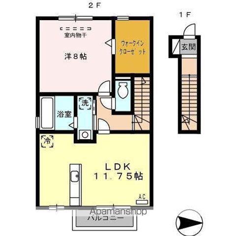 グリーンパーク古国府(1LDK/2階)の間取り写真