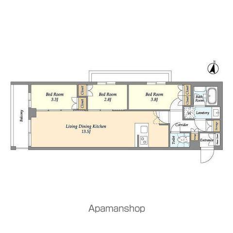アジールコート練馬中村橋(3LDK/2階)の間取り写真