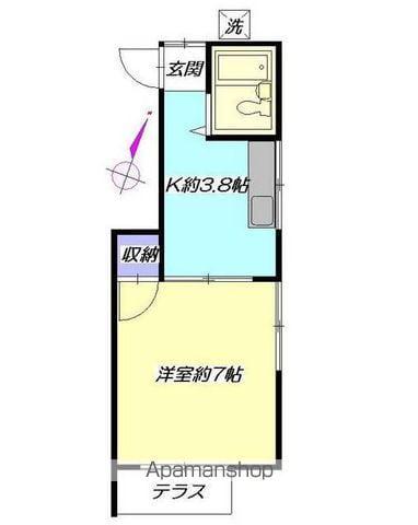 H328(1K/1階)の間取り写真