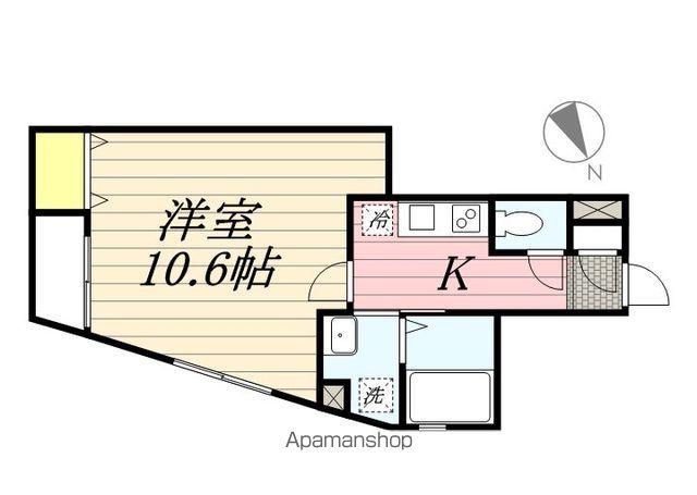 ハピネス北田町(1K/4階)の間取り写真