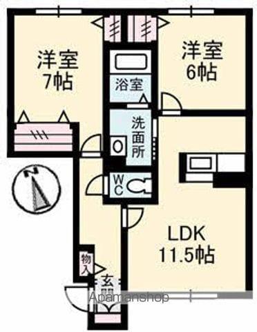 グランマスト木太町Ⅱ(2LDK/1階)の間取り写真