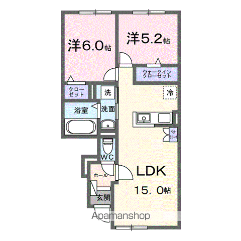 千歳線 千歳駅(北海道) 徒歩99分 2階建 築1年(2LDK/1階)の間取り写真