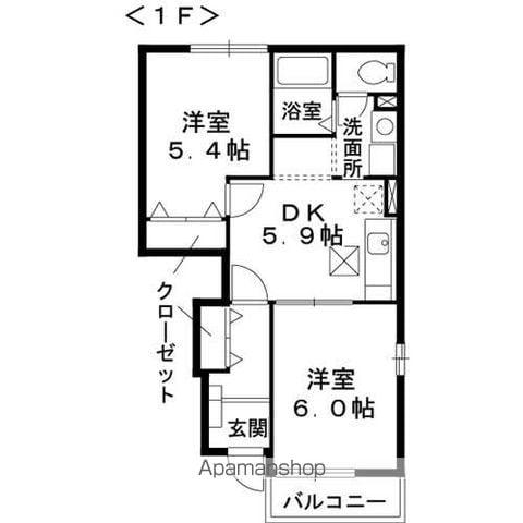 ルヴィーブル(2DK/1階)の間取り写真