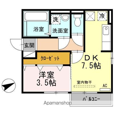 セジュール・パルティノス(1DK/1階)の間取り写真